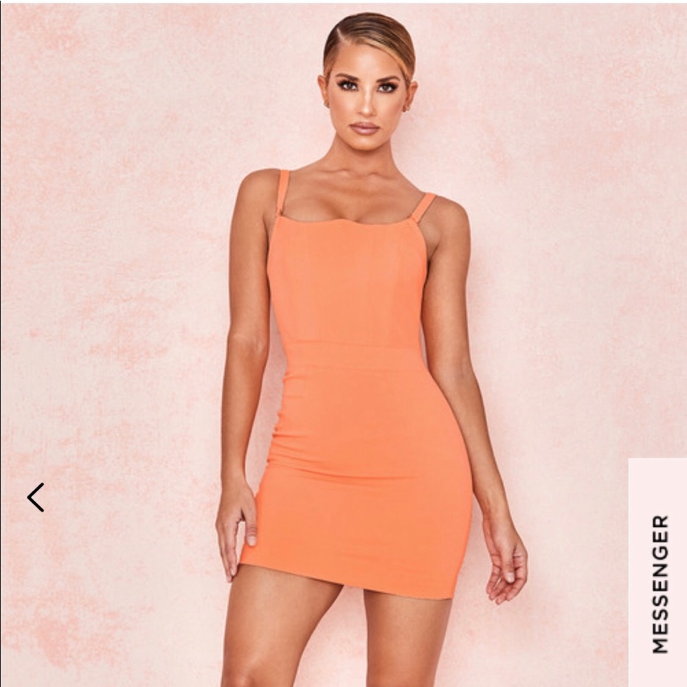 House of CB Issa Neon Peach Crepe Bodice Mini